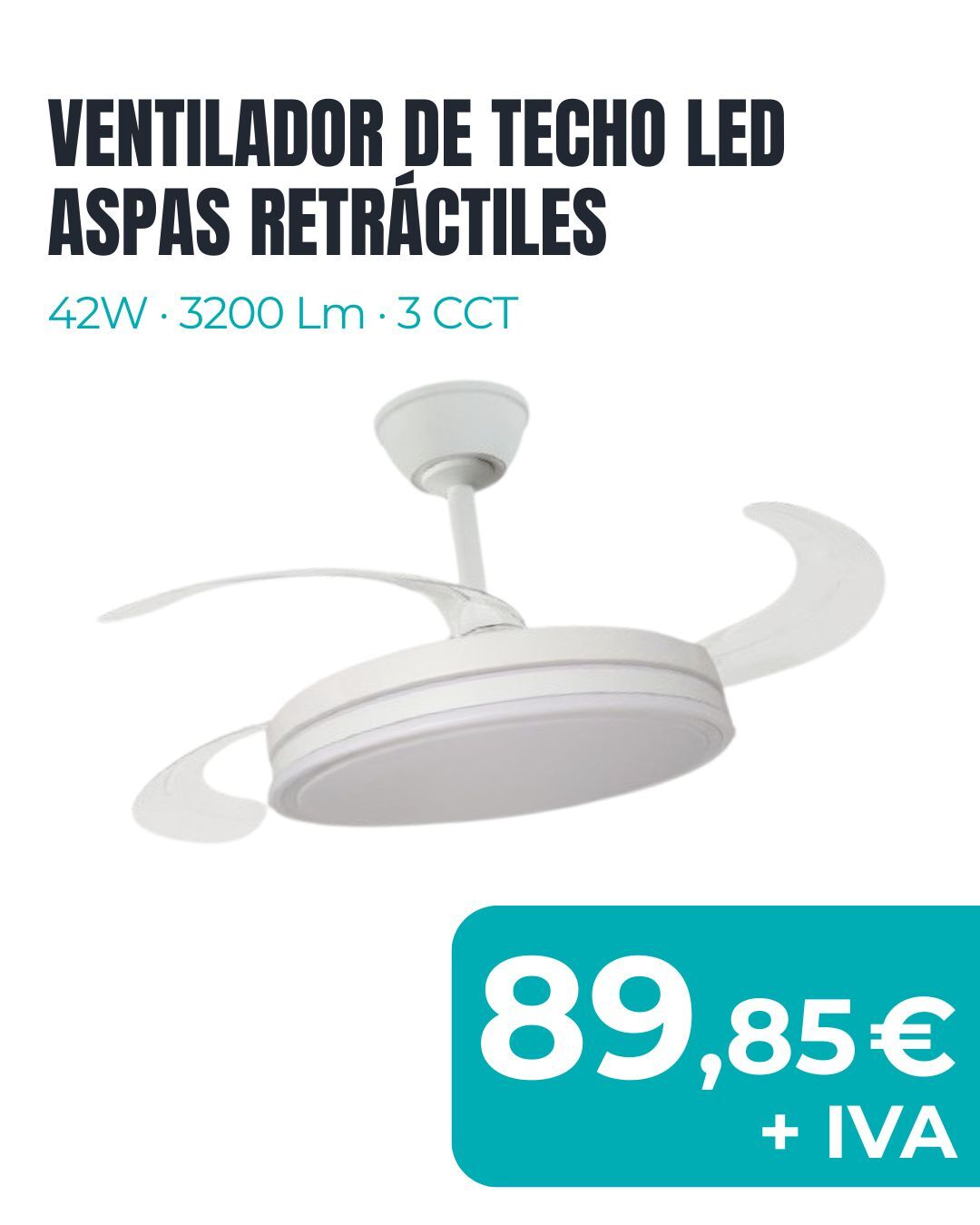 ventilador aspas retráctiles con luz led últimas unidades elekam led